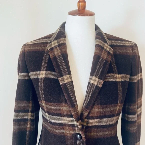 Ralph Lauren Vintage Brown Plaid Women's Blazer RARE - Picture 3 of 7